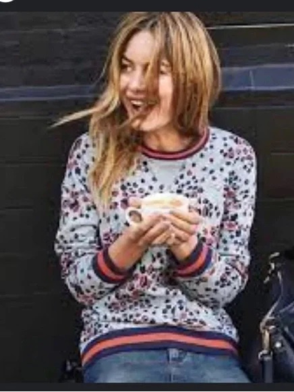 Boden Arabella Floral Sweatshirt happy red blue crewneck July 4th stripe size s